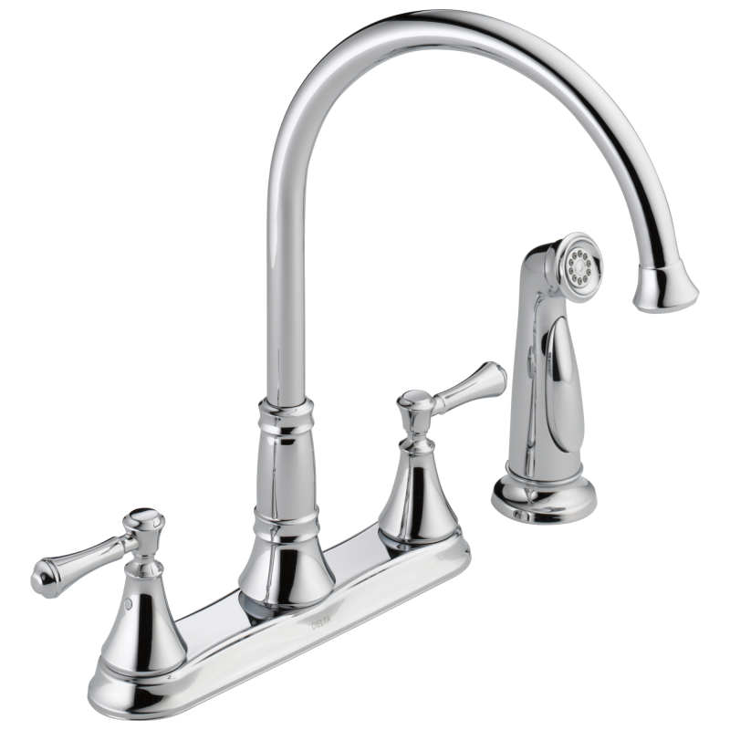 DELTA Cassidy Two Handle Kitchen Faucet with Spray — Chrome