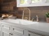 DELTA Cassidy Two Handle Kitchen Faucet with Spray — Champagne Bronze