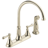 DELTA Cassidy Two Handle Kitchen Faucet with Spray — Polished Nickel
