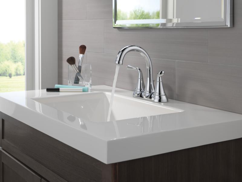 DELTA Kayra Two Handle Tract-Pack Centerset Bathroom Faucet — Chrome