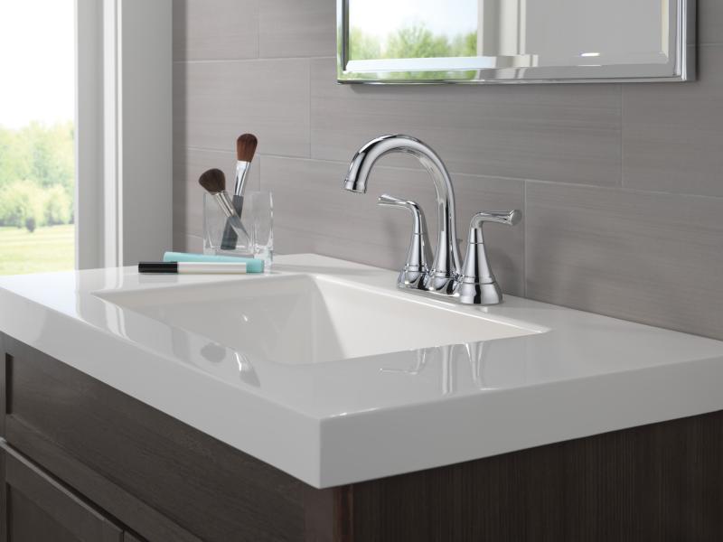 DELTA Kayra Two Handle Tract-Pack Centerset Bathroom Faucet — Chrome