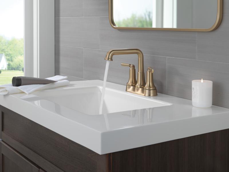 DELTA Saylor Two Handle Centerset Bathroom Faucet — Champagne Bronze