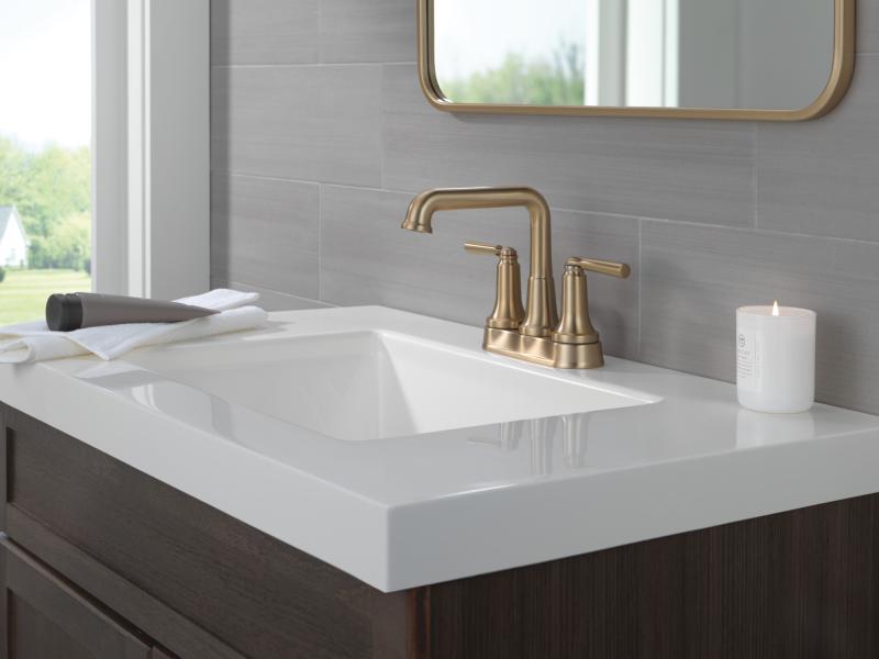 DELTA Saylor Two Handle Centerset Bathroom Faucet — Champagne Bronze