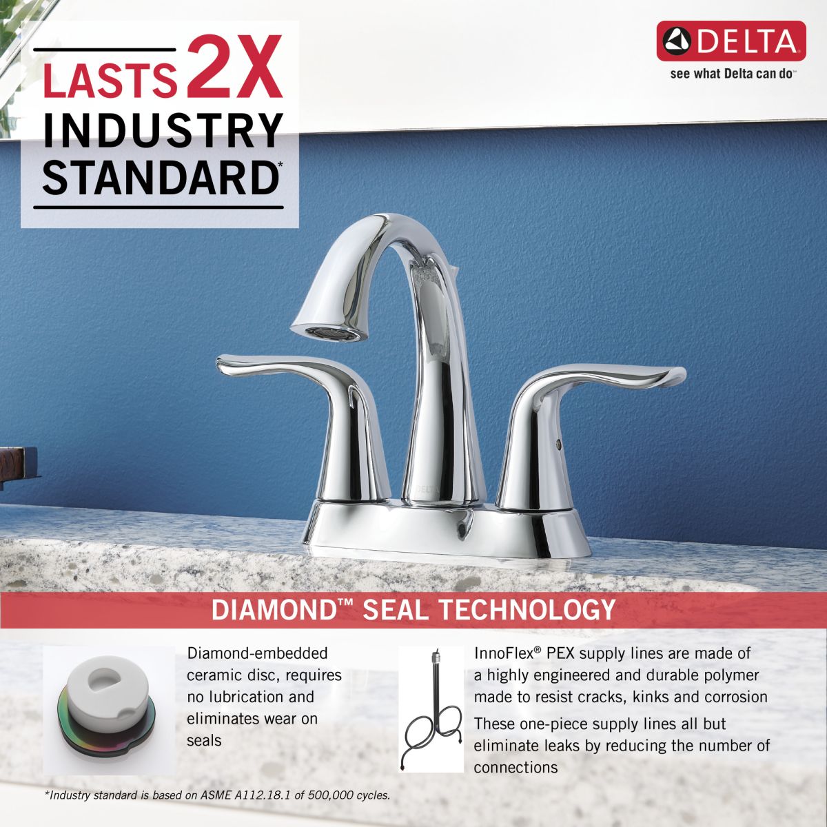 DELTA Lahara Two Handle Centerset Bathroom Faucet — Chrome