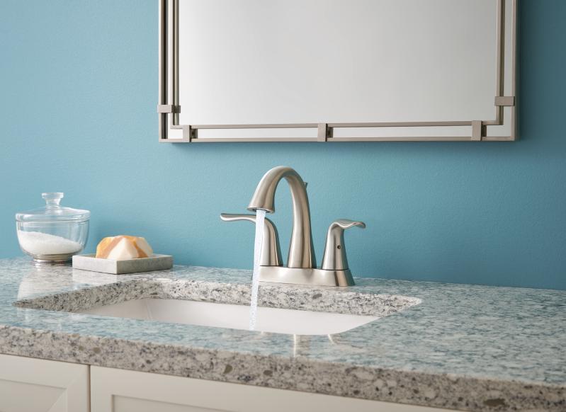 DELTA Lahara Two Handle Centerset Bathroom Faucet — Stainless