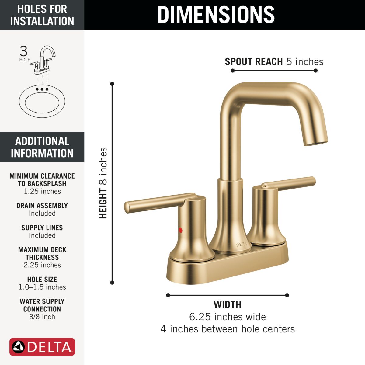 DELTA Trinsic Centerset Bathroom Faucet — Champagne Bronze