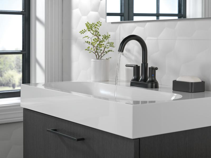 DELTA Trinsic Two Handle Centerset Bathroom Faucet — Matte Black
