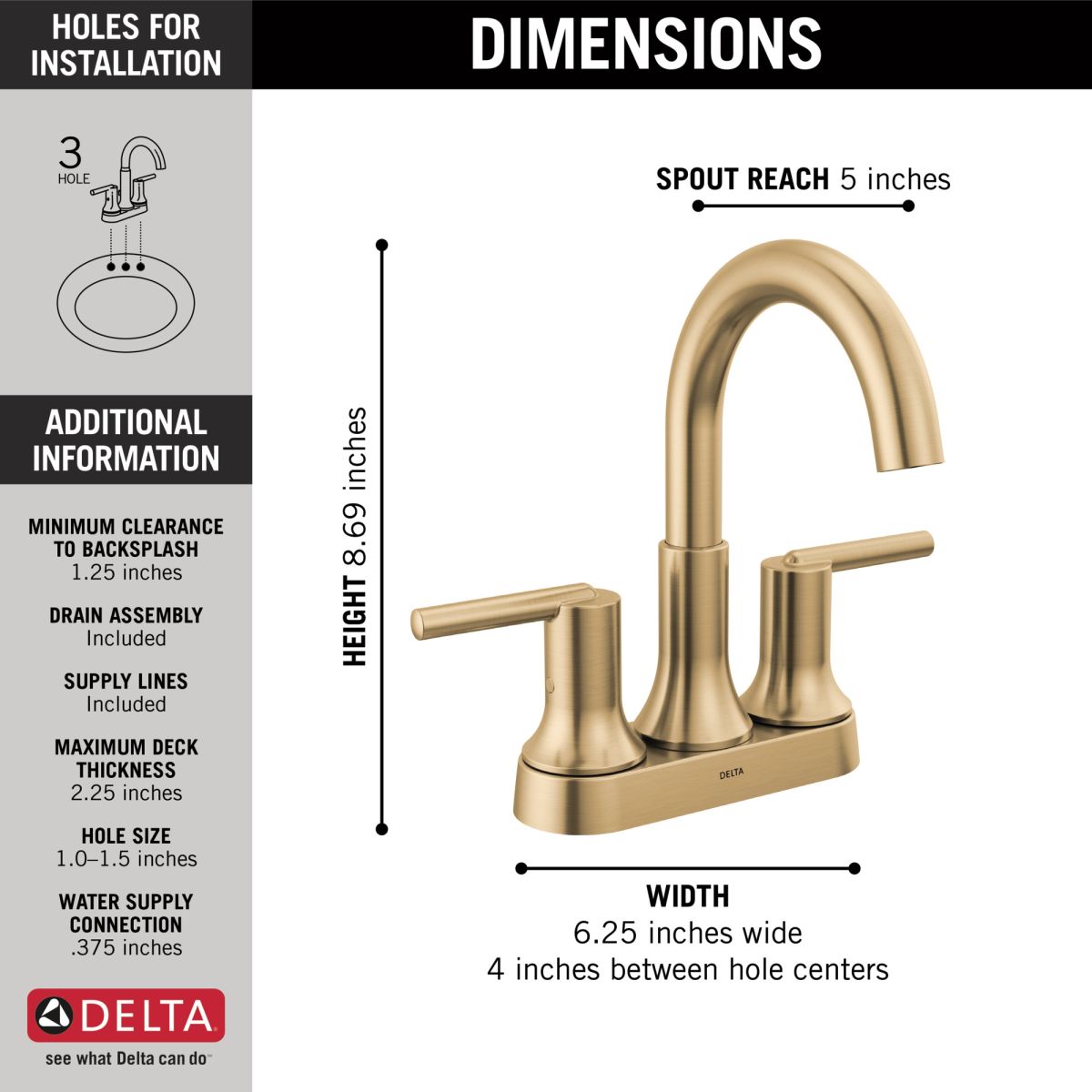 DELTA Trinsic Two Handle Centerset Bathroom Faucet — Champagne Bronze