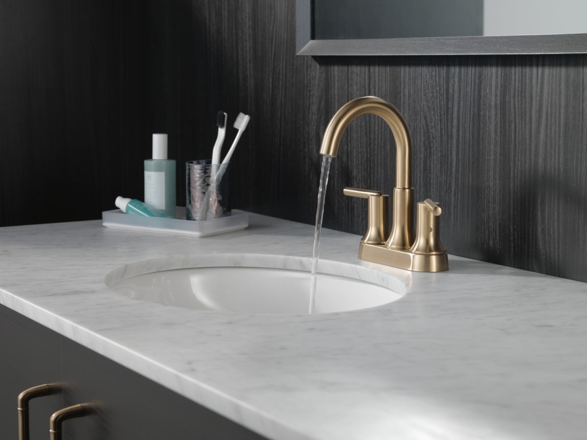 DELTA Trinsic Two Handle Centerset Bathroom Faucet — Champagne Bronze