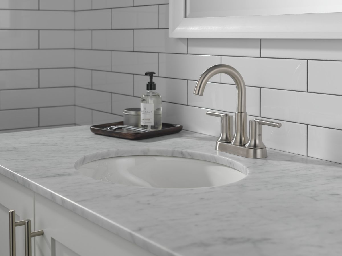 DELTA Trinsic Two Handle Centerset Bathroom Faucet — Stainless