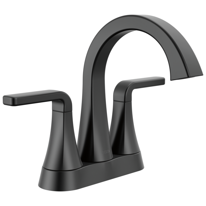 DELTA Lineax Two Handle Centerset Bathroom Faucet — Matte Black
