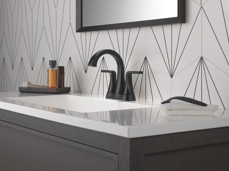 DELTA Lineax Two Handle Centerset Bathroom Faucet — Matte Black