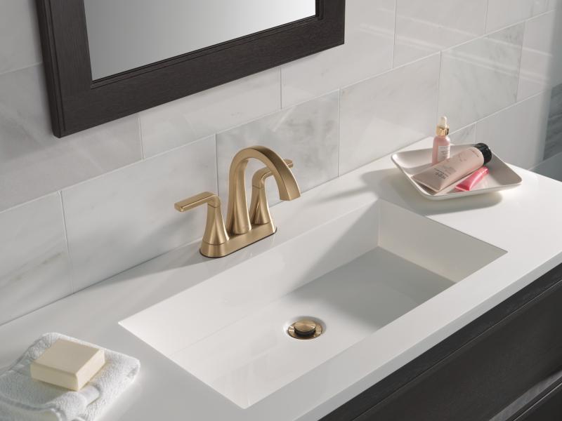 DELTA Lineax Two Handle Centerset Bathroom Faucet — Champagne Bronze