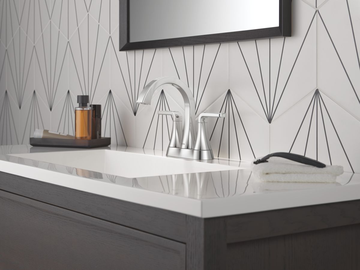 DELTA Lineax Two Handle Centerset Bathroom Faucet — Chrome
