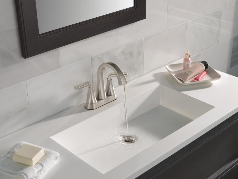 DELTA Lineax Two Handle Centerset Bathroom Faucet — Stainless