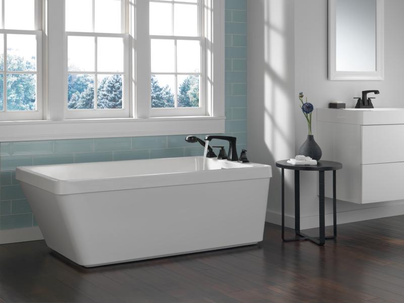 DELTA Ashlyn Roman Tub Trim with Hand Shower — Matte Black