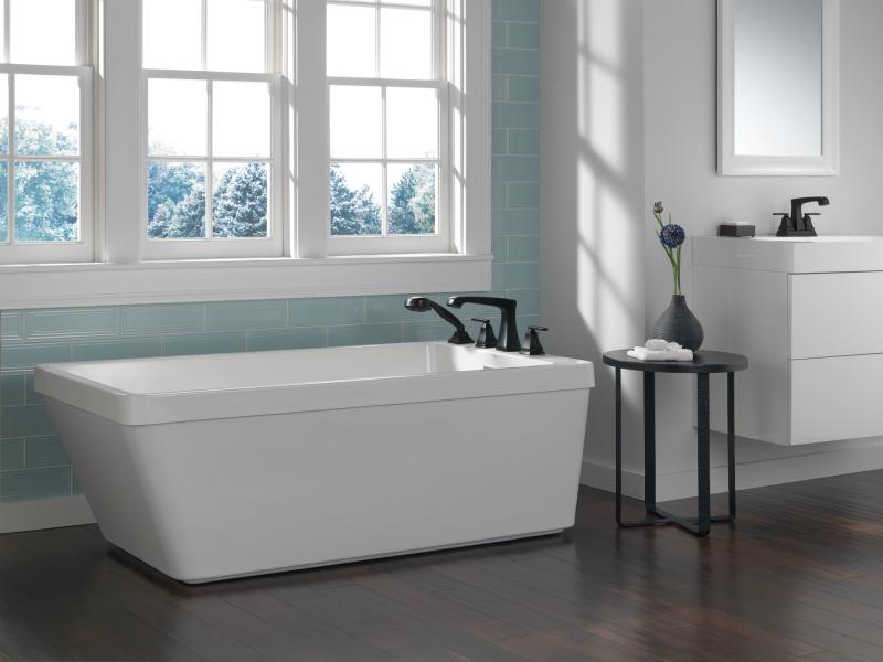 DELTA Ashlyn Roman Tub Trim with Hand Shower — Matte Black