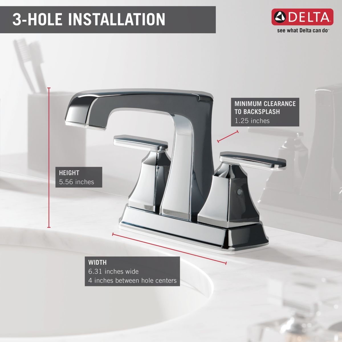 DELTA Ashlyn Two Handle Centerset Bathroom Faucet — Chrome
