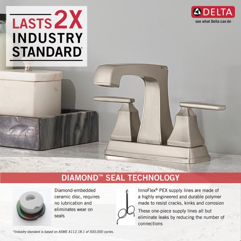 DELTA Ashlyn Two Handle Centerset Bathroom Faucet — Stainless