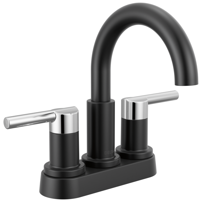 DELTA Nicoli Two Handle Centerset Bathroom Faucet — Matte Black / Chrome