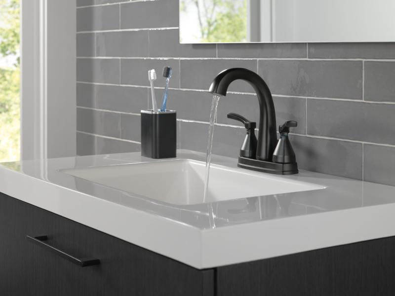 DELTA Stryke Two Handle Centerset Bathroom Faucet — Matte Black