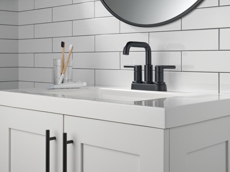 DELTA Nicoli Two Handle Centerset Bathroom Faucet — Matte Black