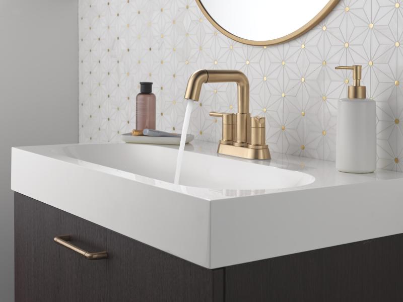 DELTA Nicoli Two Handle Centerset Pull-Down Bathroom Faucet — Champagne Bronze