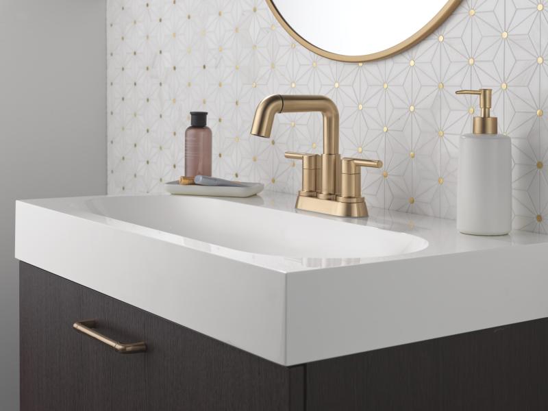 DELTA Nicoli Two Handle Centerset Pull-Down Bathroom Faucet — Champagne Bronze