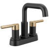 DELTA Nicoli Two Handle Centerset Bathroom Faucet — Matte Black / Champagne Bronze
