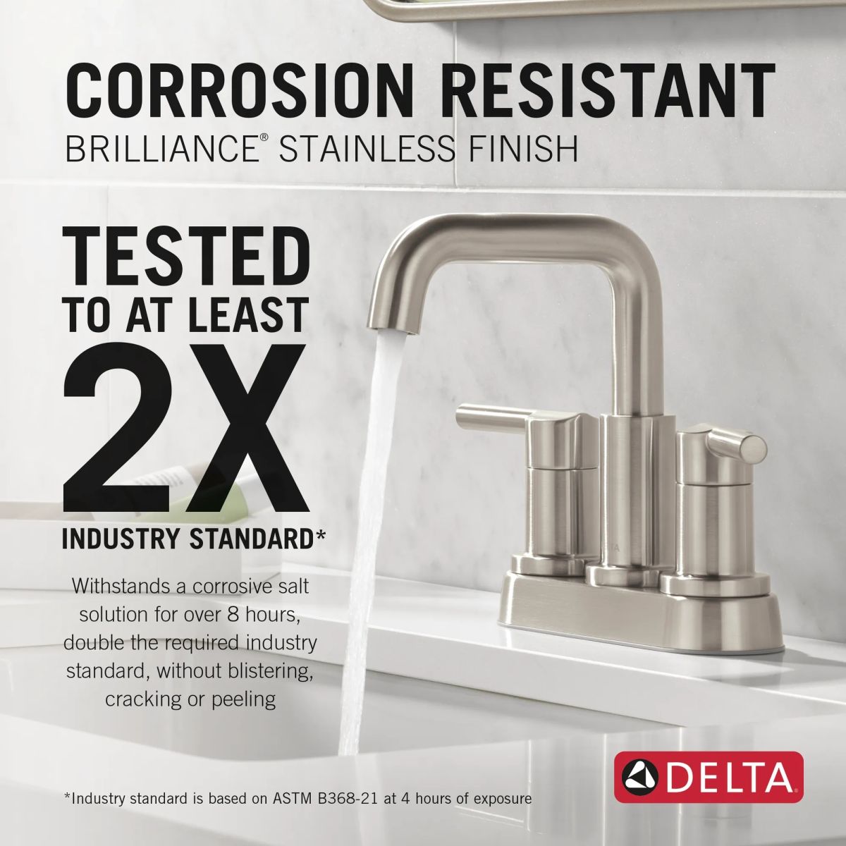 DELTA Nicoli Two Handle Centerset Bathroom Faucet — Stainless