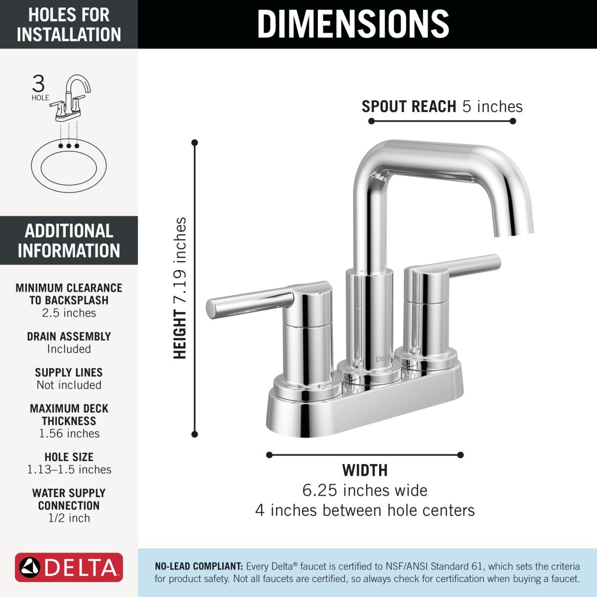 DELTA Nicoli Two Handle Centerset Bathroom Faucet — Chrome