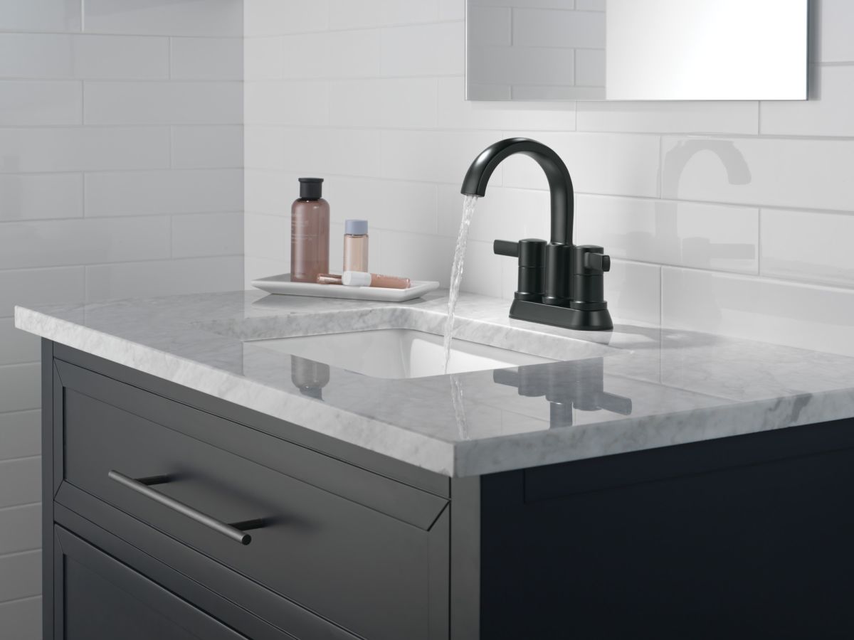 DELTA Albion  Two Handle Centerset Bathroom Faucet — Matte Black