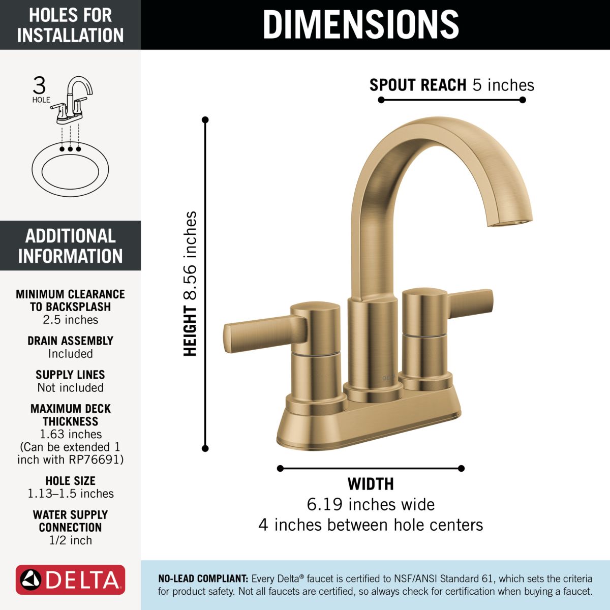 DELTA Albion  Two Handle Centerset Bathroom Faucet — Champagne Bronze