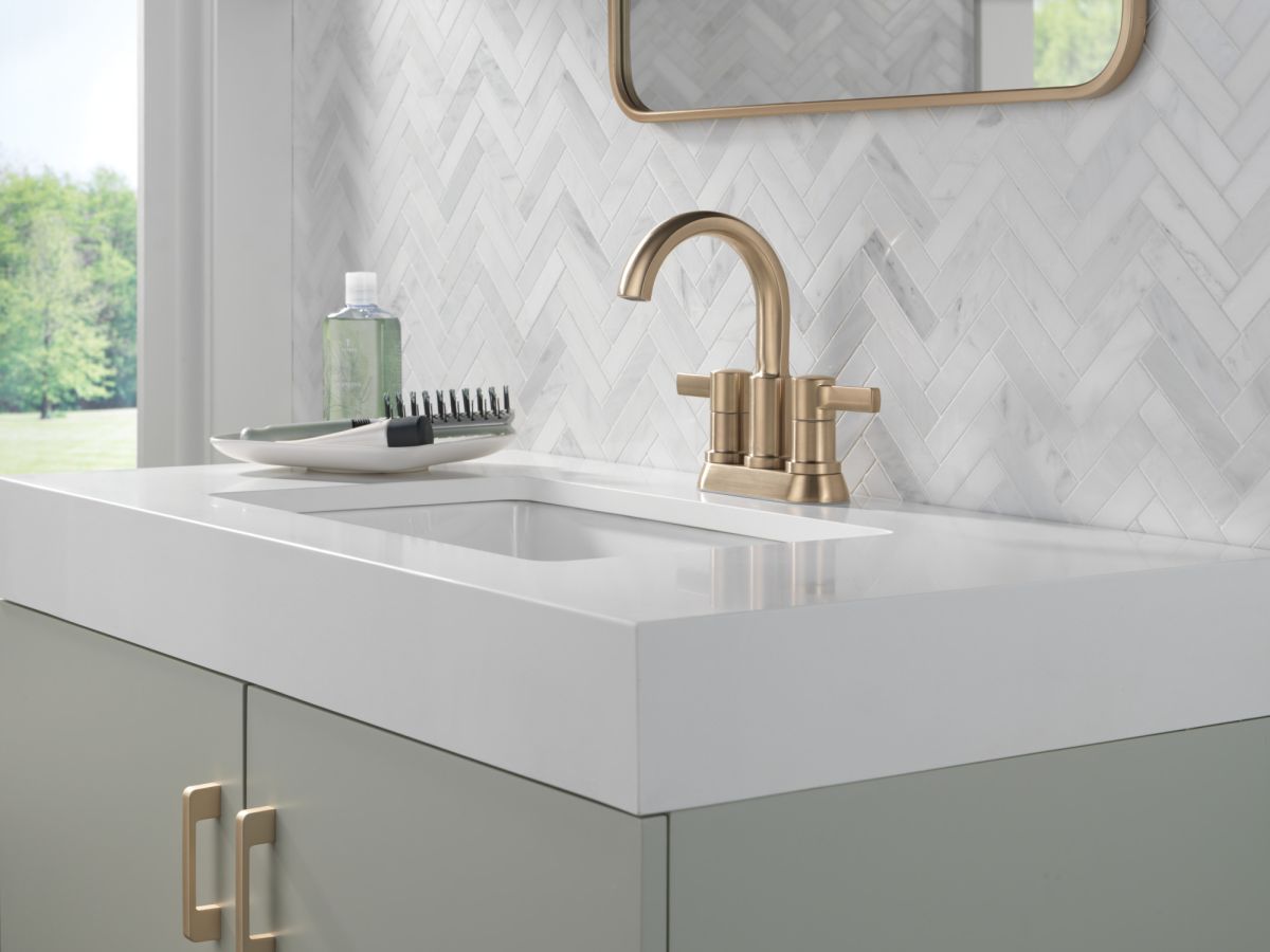 DELTA Albion  Two Handle Centerset Bathroom Faucet — Champagne Bronze