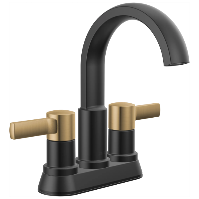 DELTA Albion  Two Handle Centerset Bathroom Faucet — Matte Black / Champagne Bronze