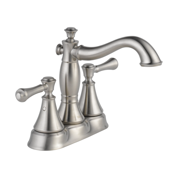 DELTA Cassidy Two Handle Centerset Bathroom Faucet - Metal Pop-Up — Stainless