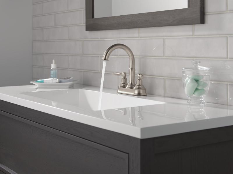 DELTA Roe Two Handle Centerset Bathroom Faucet — Stainless