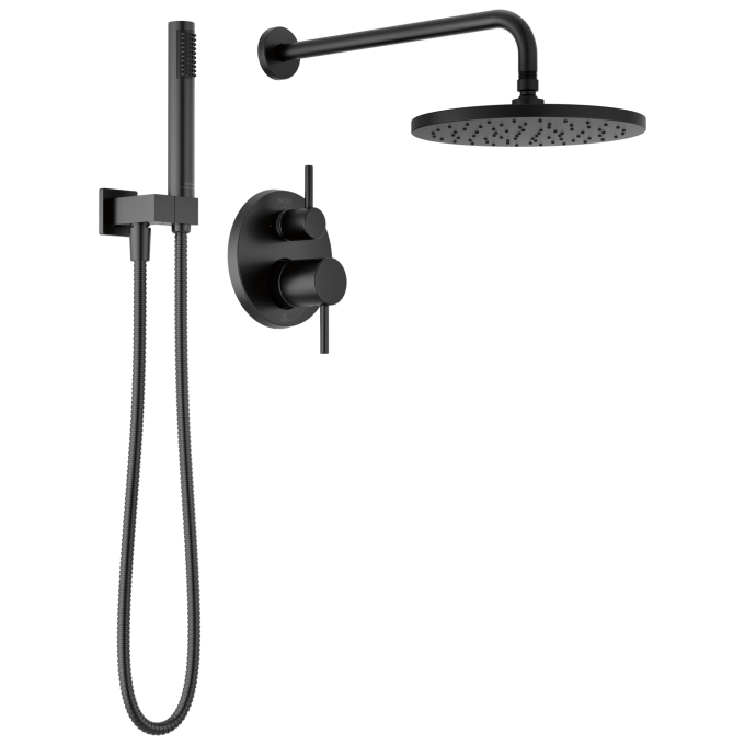 DELTA Modern Monitor 14 Series Shower with Raincan, Hand Shower & Rough Valve — Matte Black