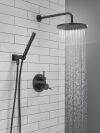 DELTA Modern Monitor 14 Series Shower with Raincan, Hand Shower & Rough Valve — Matte Black
