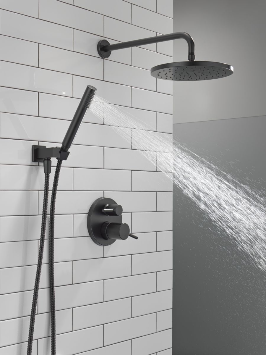 DELTA Modern Monitor 14 Series Shower with Raincan, Hand Shower & Rough Valve — Matte Black