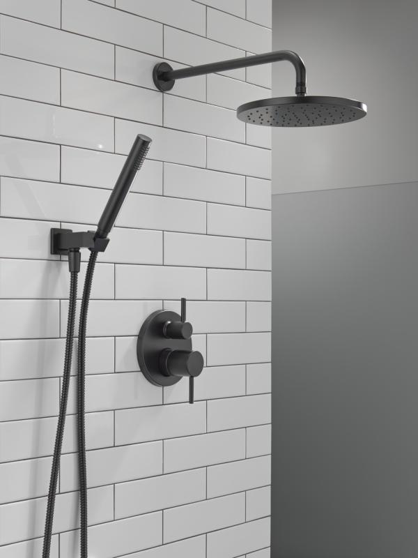 DELTA Modern Monitor 14 Series Shower with Raincan, Hand Shower & Rough Valve — Matte Black