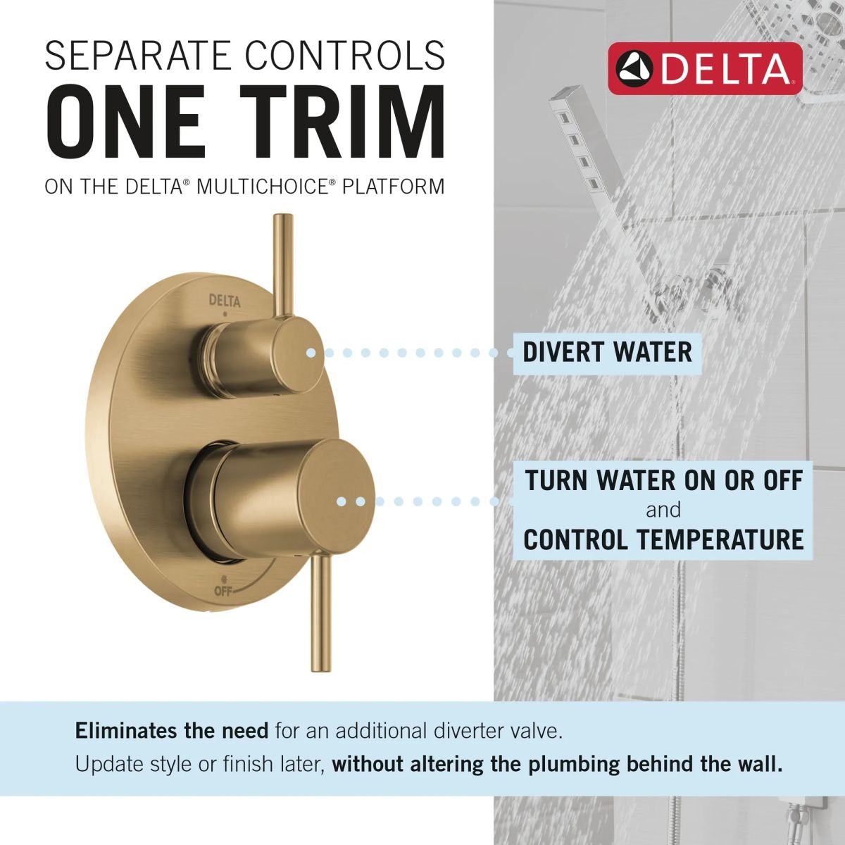 DELTA Modern Monitor 14 Series Shower with Raincan, Hand Shower & Rough Valve — Champagne Bronze