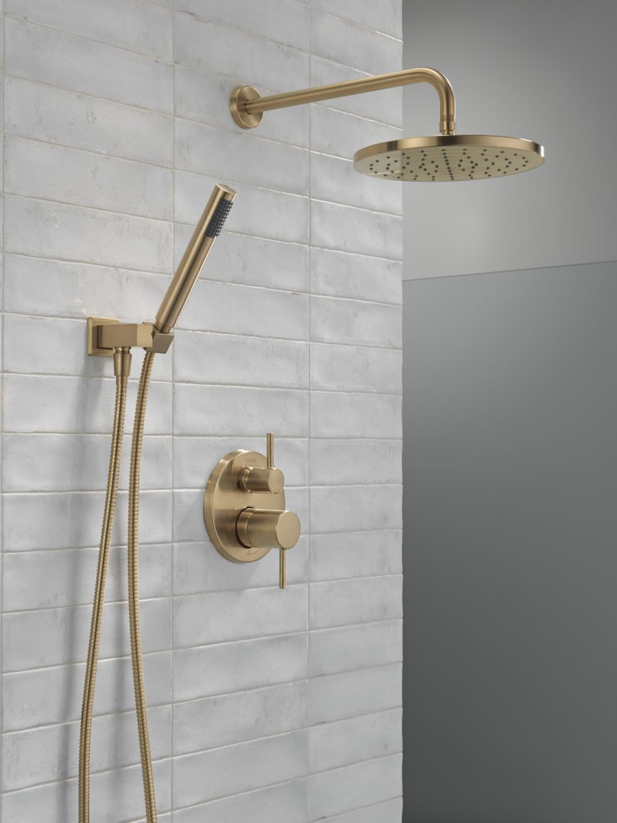 DELTA Modern Monitor 14 Series Shower with Raincan, Hand Shower & Rough Valve — Champagne Bronze