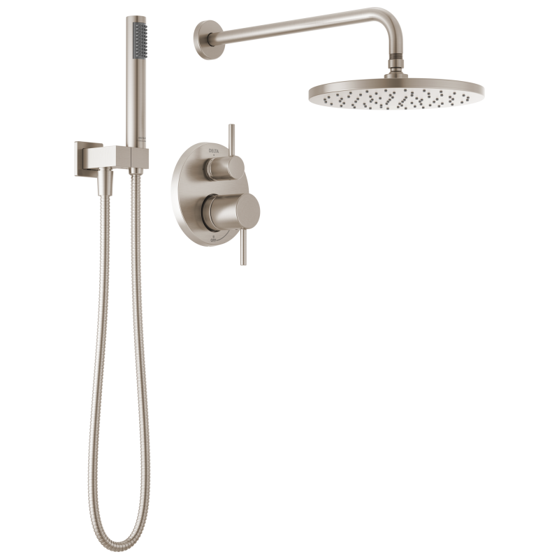 DELTA Modern Monitor 14 Series Shower with Raincan, Hand Shower & Rough Valve — Spotshield Brushed Nickel