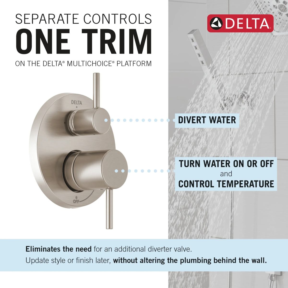 DELTA Modern Monitor 14 Series Shower with Raincan, Hand Shower & Rough Valve — Spotshield Brushed Nickel