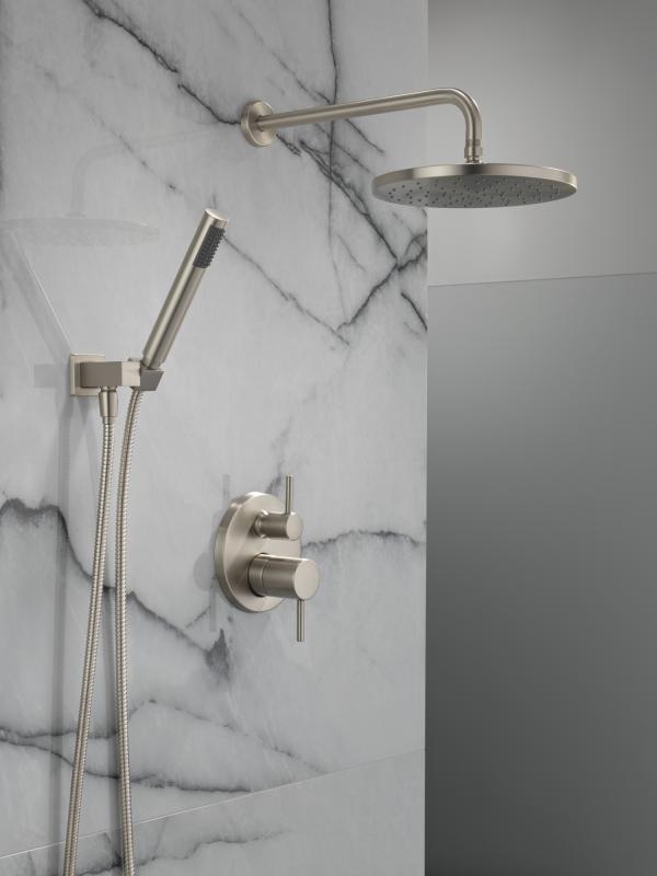 DELTA Modern Monitor 14 Series Shower with Raincan, Hand Shower & Rough Valve — Spotshield Brushed Nickel