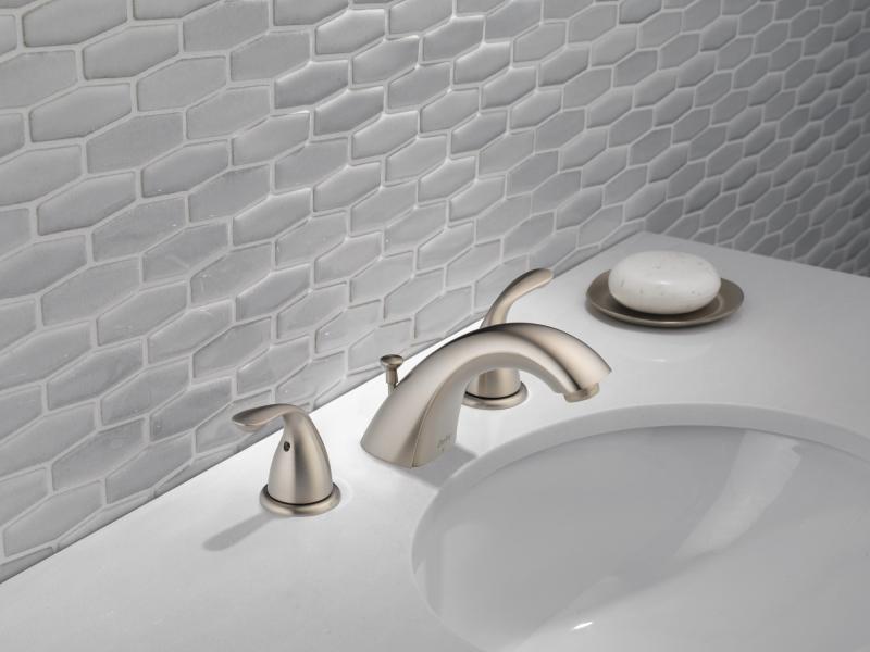 DELTA Classic Two Handle Widespread Bathroom Faucet — Stainless