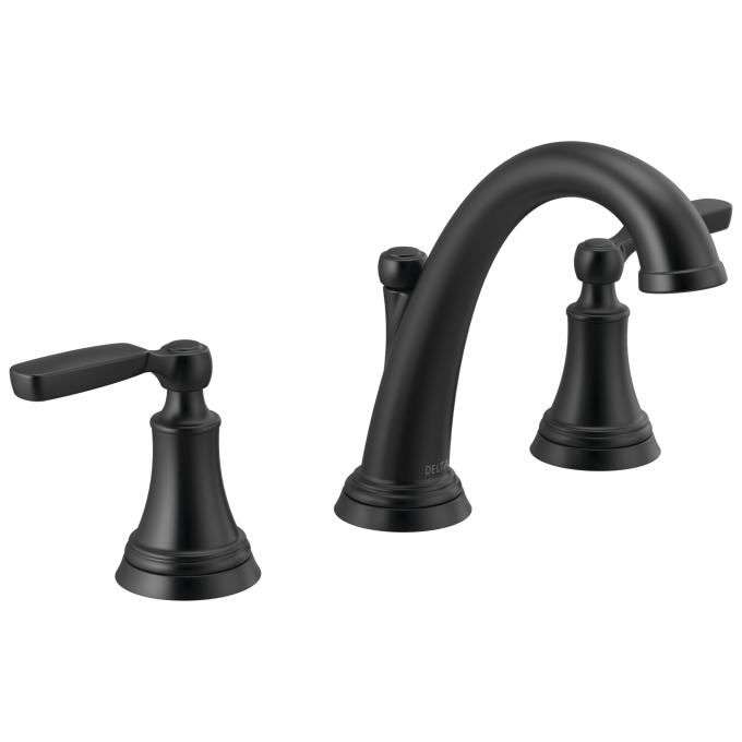DELTA Woodhurst Two Handle Widespread Bathroom Faucet — Matte Black