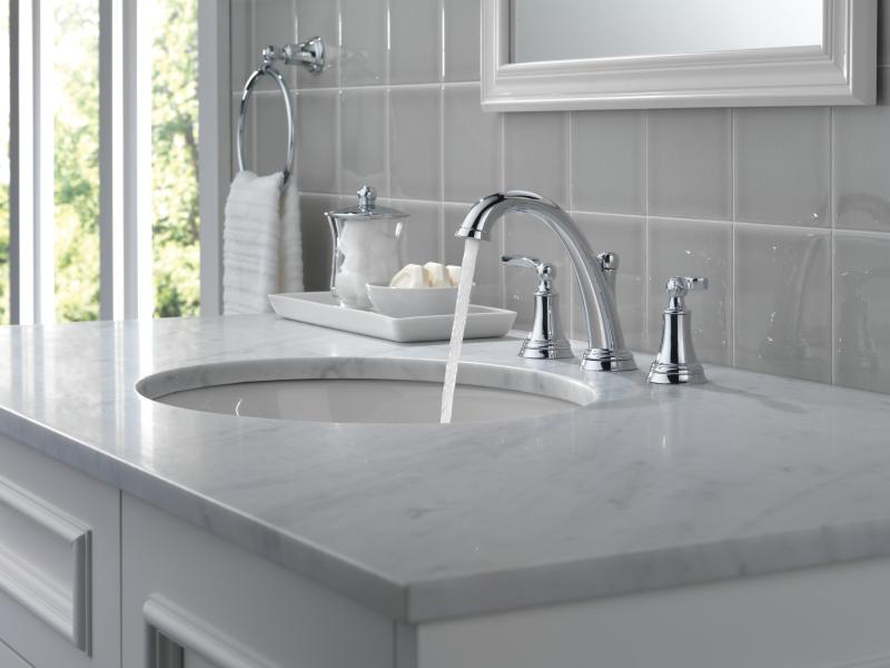 DELTA Woodhurst Two Handle Widespread Bathroom Faucet — Chrome