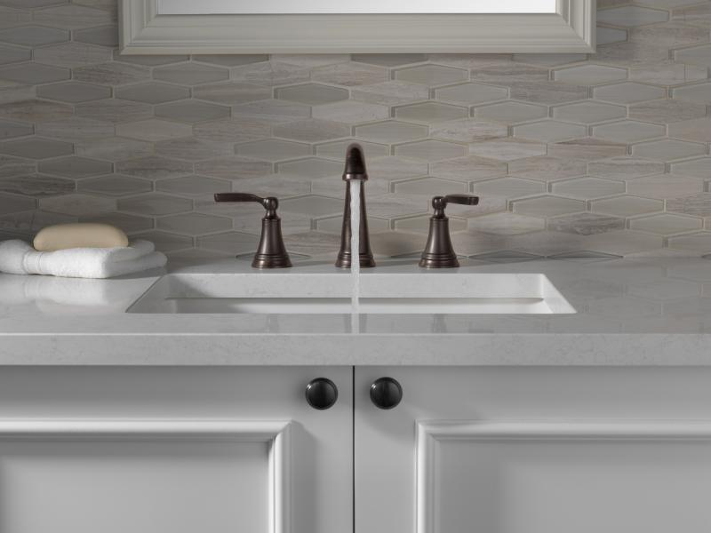 DELTA Woodhurst Two Handle Widespread Bathroom Faucet — Venetian Bronze
